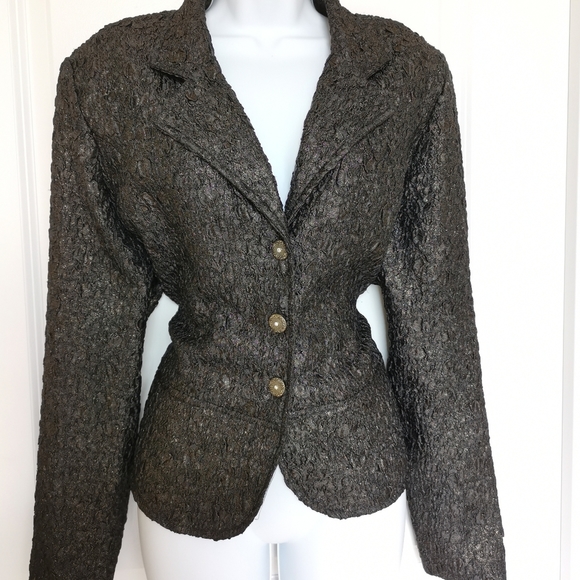 Plus Size Softworks Black with Hint of Gold Blazer Jacket stretchy size 16 - Picture 9 of 9